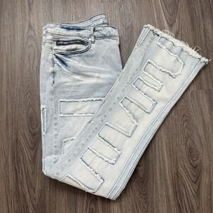 Rockstar Original Jeans Mens 40x36 RSM 205 Flare Denim Thrashed‎ lightwash